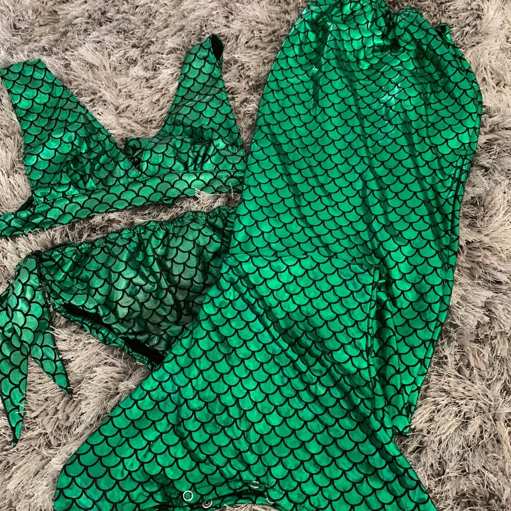 Mermaid 2-Piece Bathing Suit with Skirt Tail